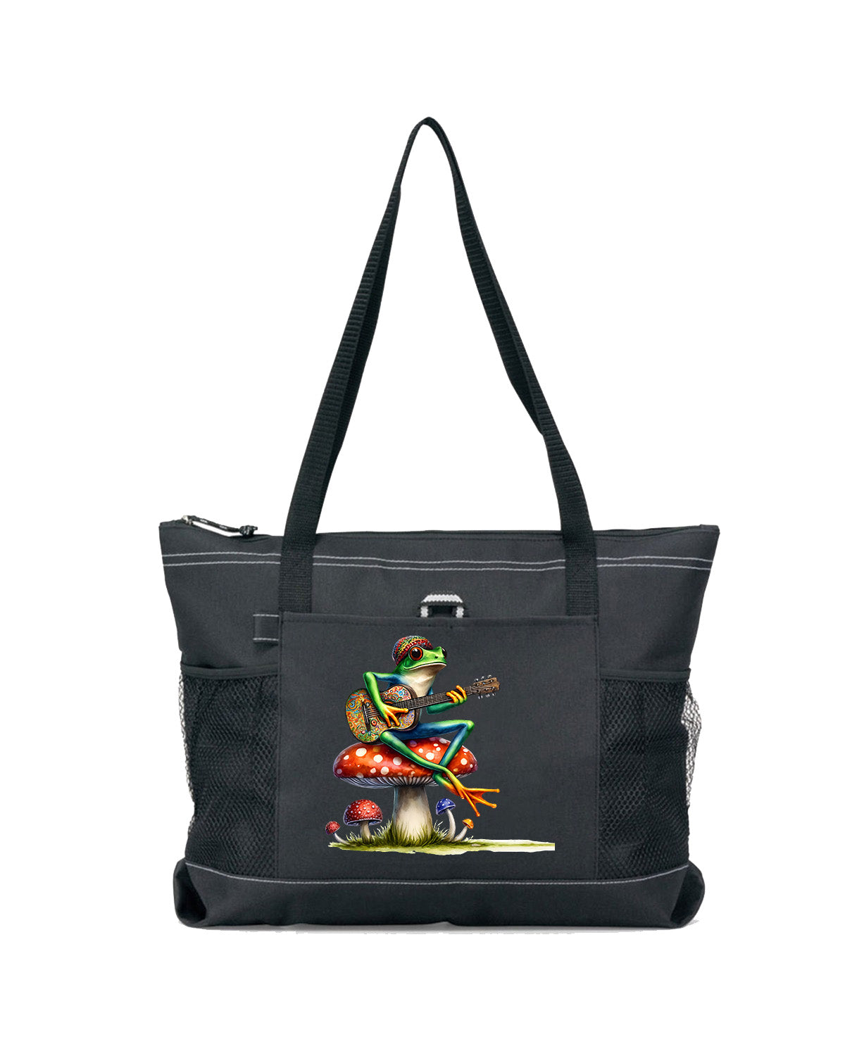 Hippie Frog #19 Zippered Tote