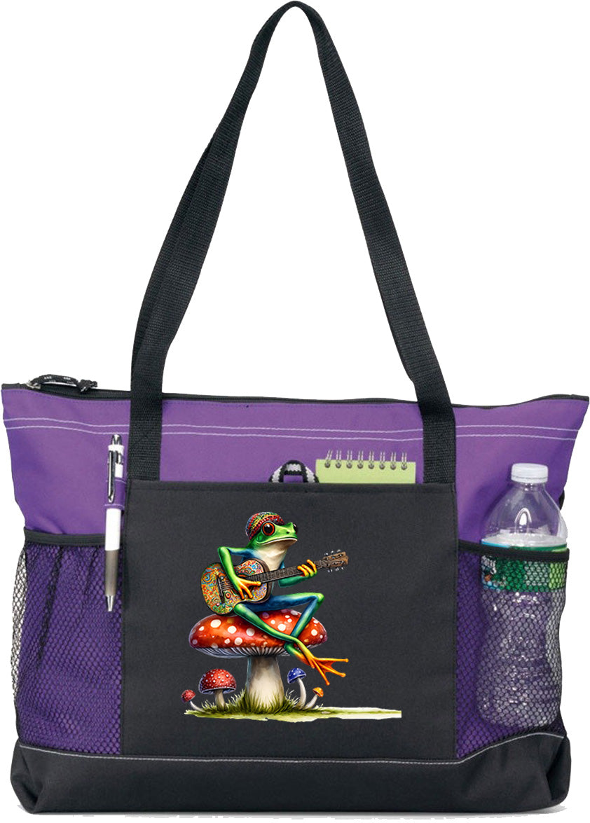 Hippie Frog #19 Zippered Tote