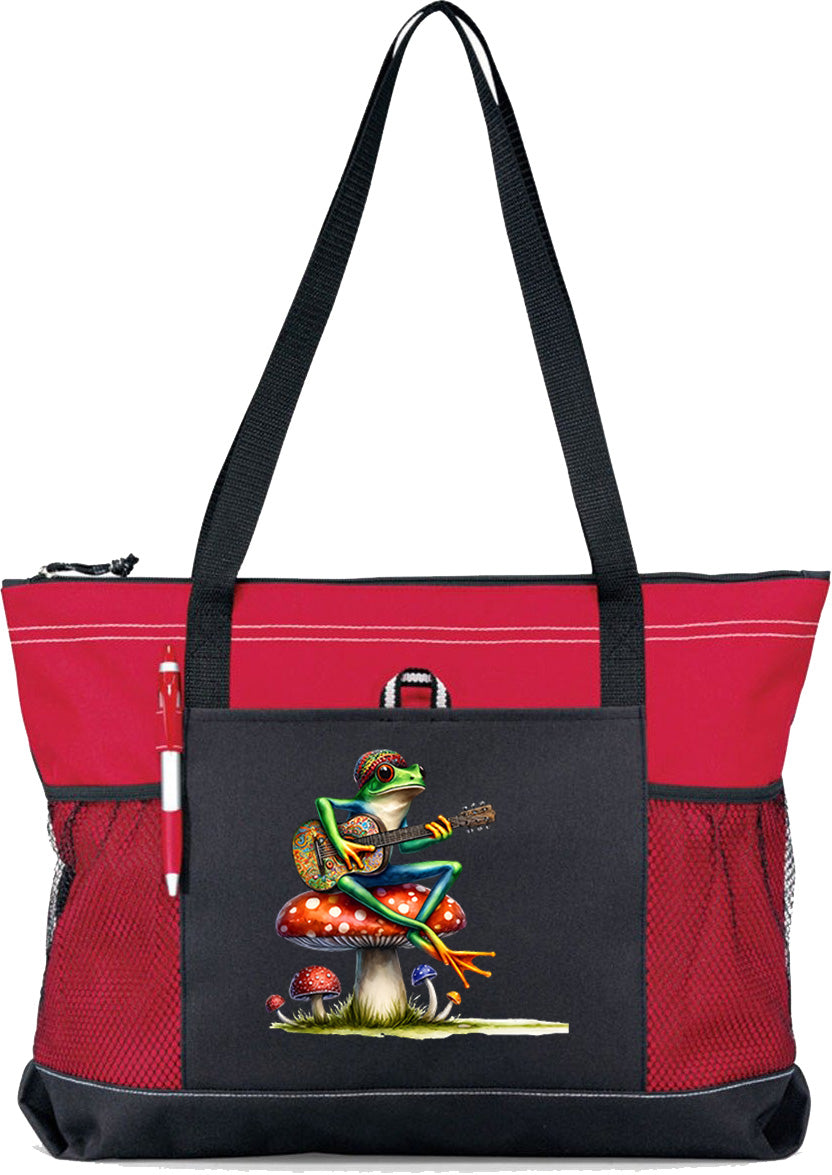 Hippie Frog #19 Zippered Tote