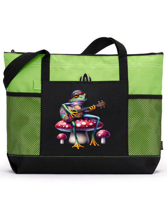 Hippie Frog #20 Zippered Tote