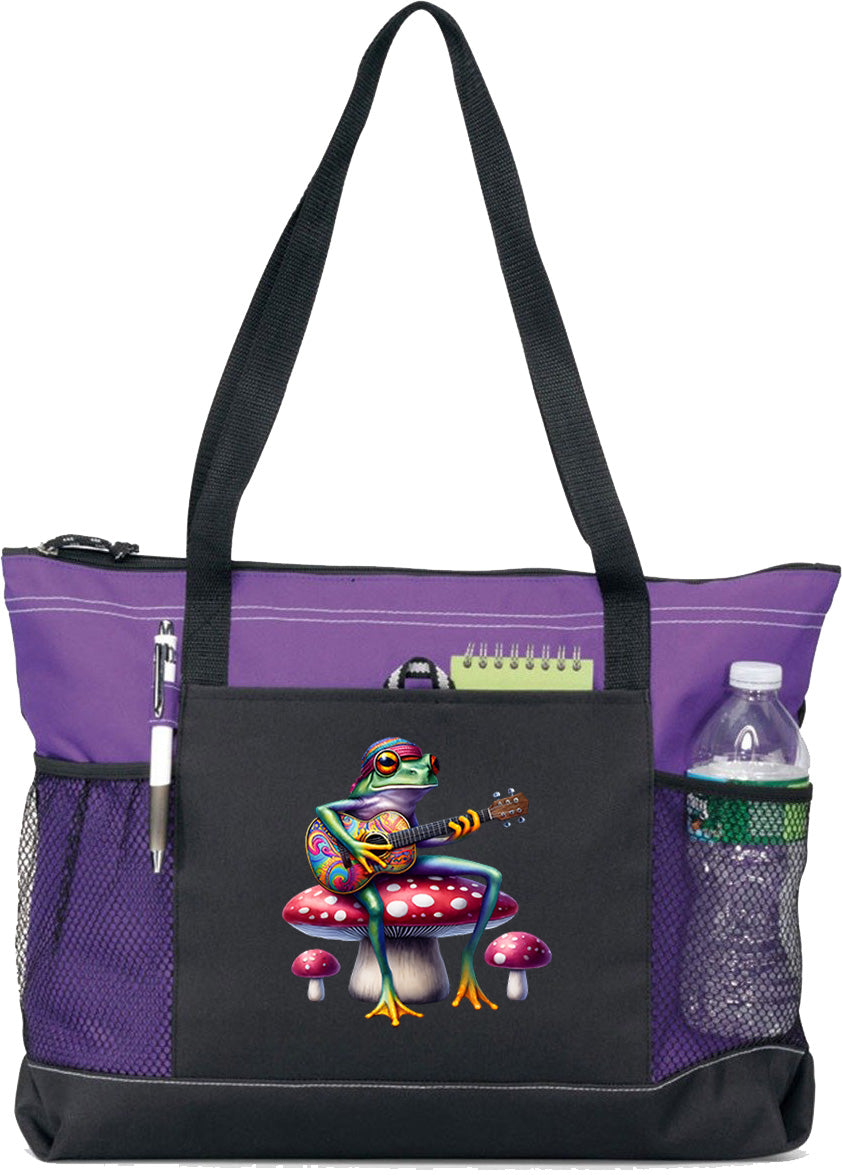 Hippie Frog #20 Zippered Tote