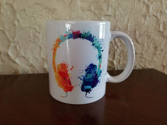 Headphones Music Tie Dye Novelty Coffee Mug - Double Sided