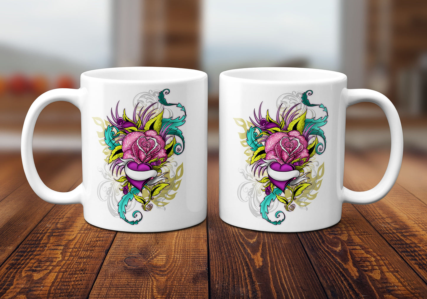 Heart and Rose Coffee Mug