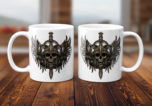 Zombie Skull and Wings Coffee Mug